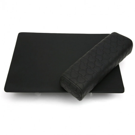 Elitzia Nail Rest Set Hand Rest For Nails PU Leather Salon Nail Hand Rest Cushion Manicure Tool ET28219 (Armrest Heart Black)