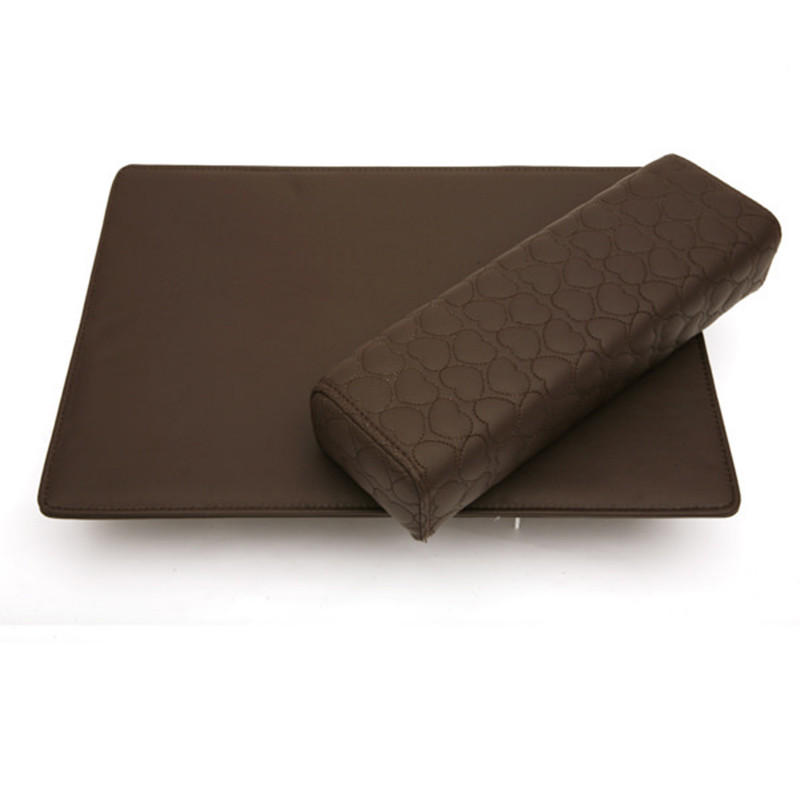 Elitzia Nail Rest Set Hand Rest For Nails PU Leather Salon Nail Hand Rest Cushion Manicure Tool ET28219 (Armrest Heart Brown)