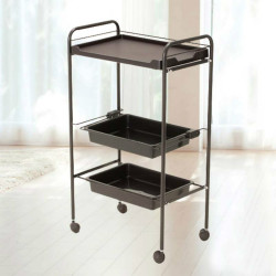 Elitzia ETST17 Beauty Salon Rolling Trolley Storage Organizer Cart Simple 4 layers Brown Color