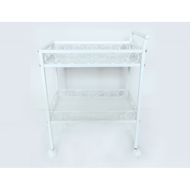 Beauty Salon Rolling Trolley Storage Organizer Cart Simple Elitzia White 2 Tier ETST18