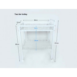 Beauty Salon Rolling Trolley Storage Organizer Cart Simple Elitzia White 2 Tier ETST18