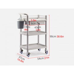 Salon Furniture Spa Beauty Trolley Rolling Cart With Waste Bin Three Layers With Drawer 6 Types Optional Elitzia ET005(Gray)