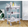 Salon Furniture Spa Beauty Trolley Rolling Cart With Waste Bin Three Layers With Drawer 6 Types Optional Elitzia ET005(Gray)