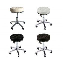 Rolling Stool PU Leather Bar Chair Height Adjustable For Barber Shop Beauty Salon Massage Spa Elitzia ET15505（black）