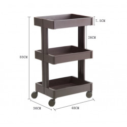Elitzia Facial Trolley Beauty Cart Japanese Style 3 Layer Large Storage ABS Plastic ET084 (Brown)