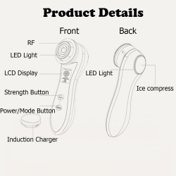 RF Facial Care EMS Microcurrent Vibration Massager Skin Tightening Lifting Anti-aging Wrinkle Remover Elitzia ET1102
