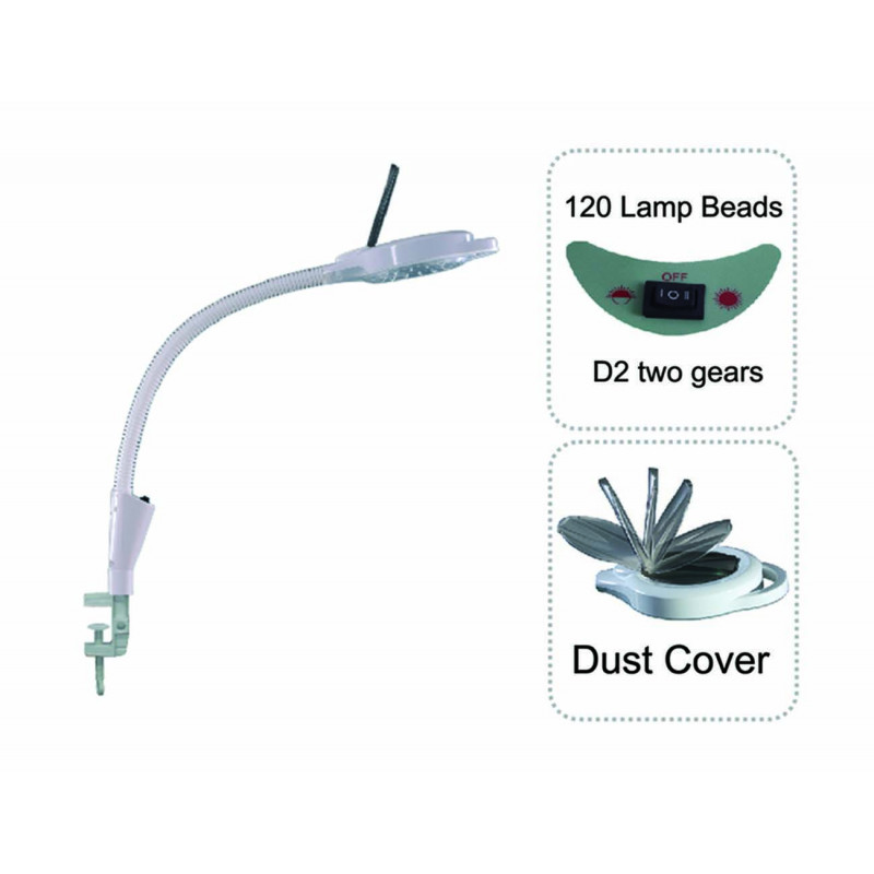 Led Cold Light Magnifying Lamp 5 Times Magnification Compact Clamp Type For Facial Care Tattoo Or Reading Elitzia ETH3006D2